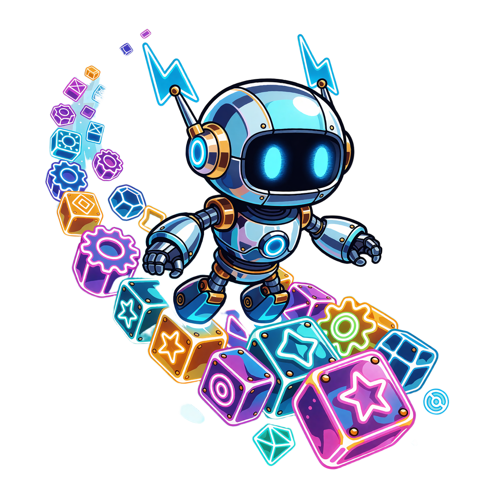 Niebiesko-chromowy robot Surge na tle opadającej kaskady neonowych symboli - mechanika Megaways w Casoola Casino