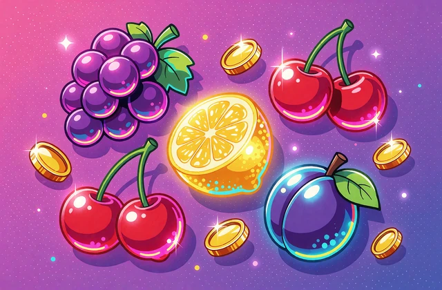 Neonowe owoce i złote monety w stylu cartoon - automat Cyber Fruit w kasynie online Casoola